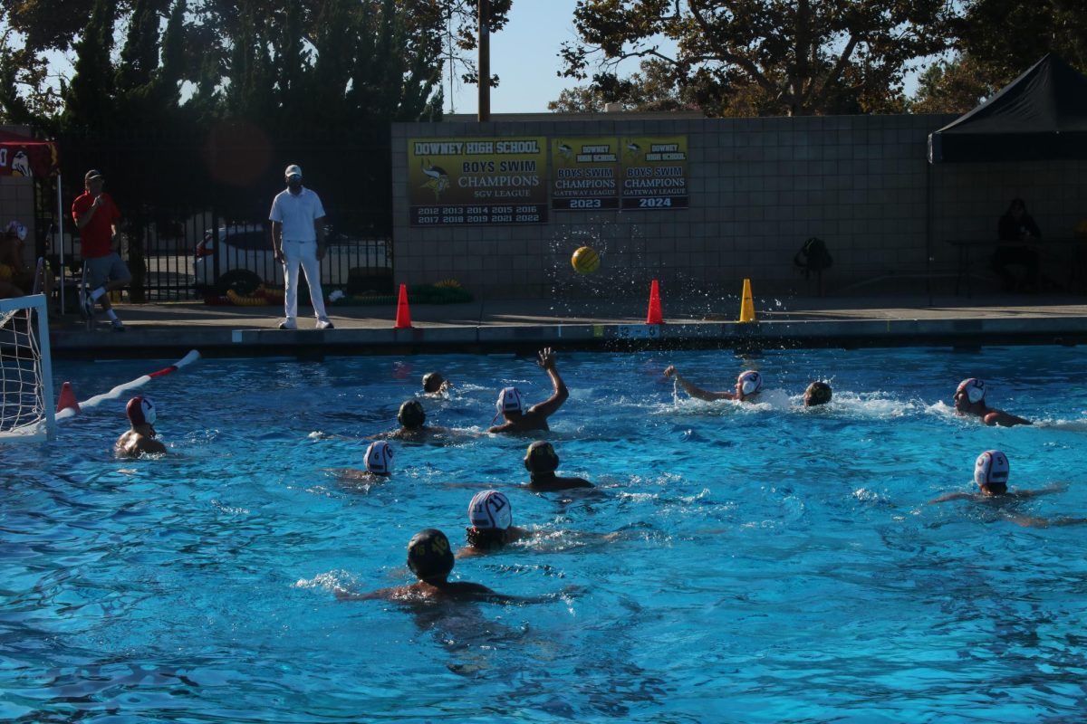 Downey boys as they strategically move the ball around to score another goal to prevent them from going into overtime; they succeeded and made another goal: “My goals for this game were to support my team, try my hardest, and try making good plays, the goals were met,” Victor Avila, 12, states. 